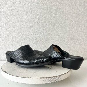 Rod Patrick Womens Mules 9.5 C Black Caiman Leather Western Slip On Boots Shoes